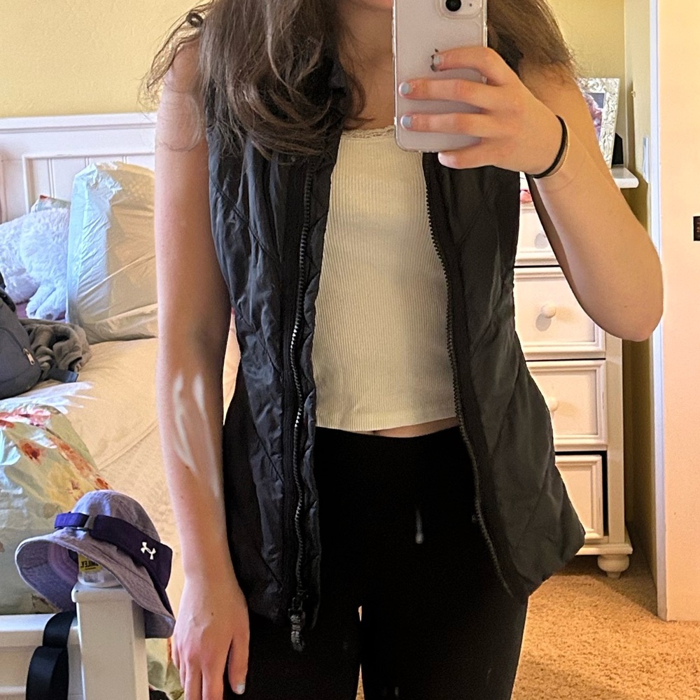 Athleta Black Quilted Vest